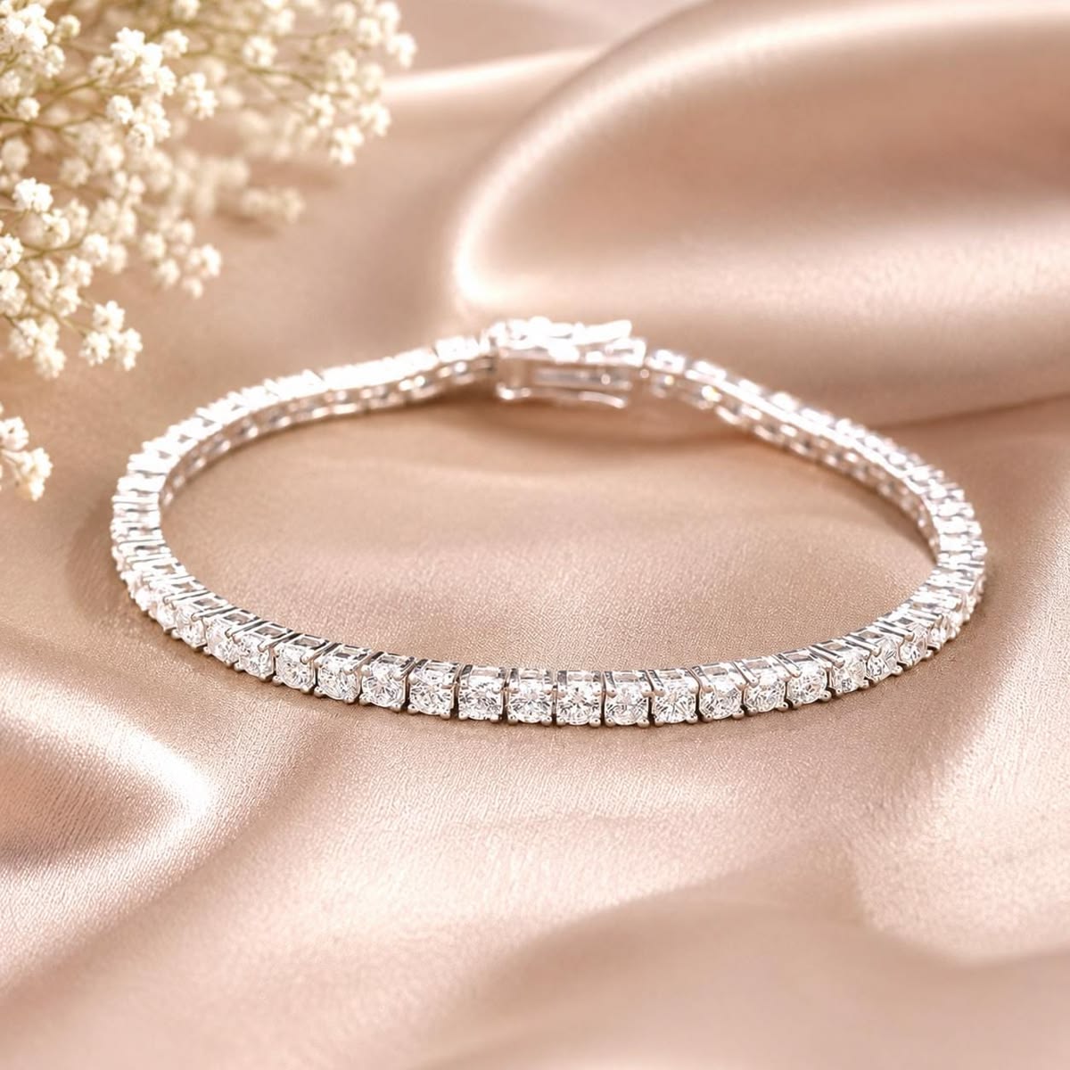 Diamond Tennis Bracelet | Silver Crystal Bracelet for Women