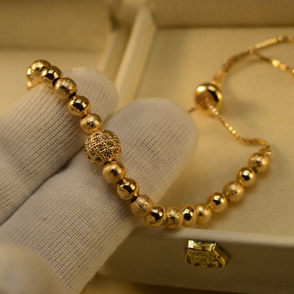 Gold Beaded Adjustable Bracelet | Elegant Women&