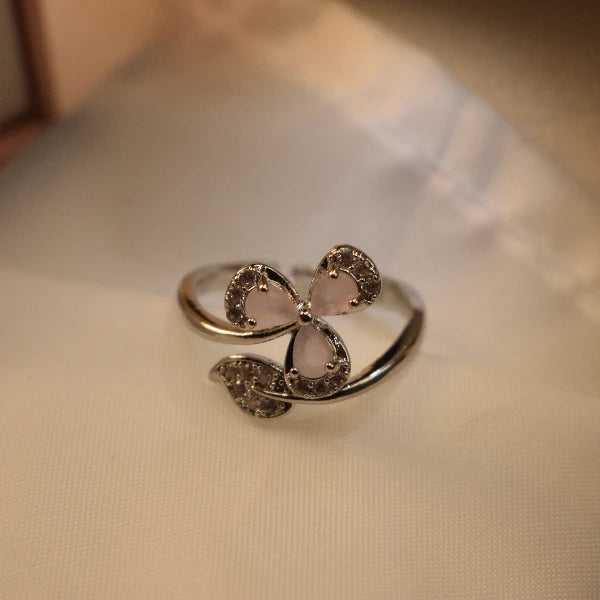 Red Butterfly Flower Ring | Crystal Ring for Women