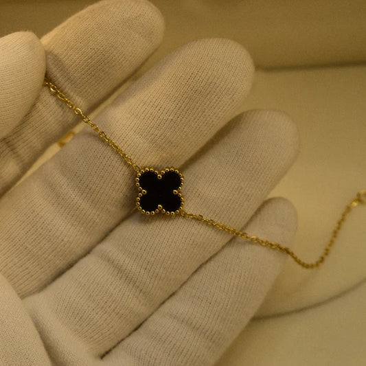 Black Clover Bracelet | Elegant Gold-Tone Bracelet for Women