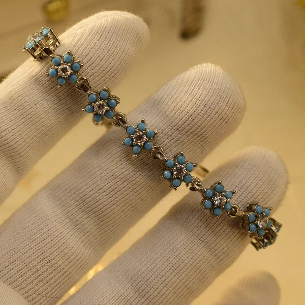 Blue Daisy Crystal Bracelet | Elegant Floral Jewellery