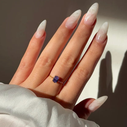 Purple Gemstone Chain Ring | Elegant Adjustable Ring for Women