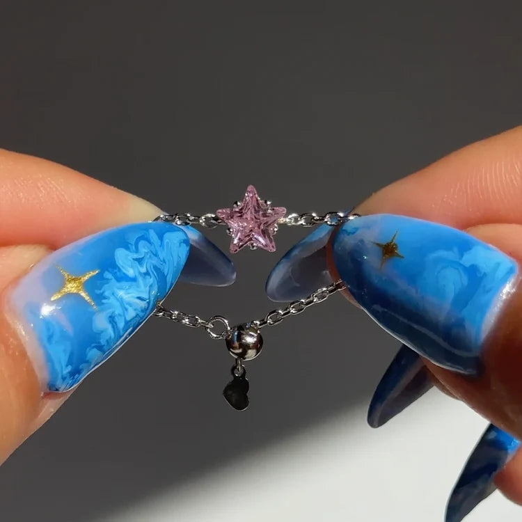 Star Chain Ring | Dainty Crystal Ring for Women