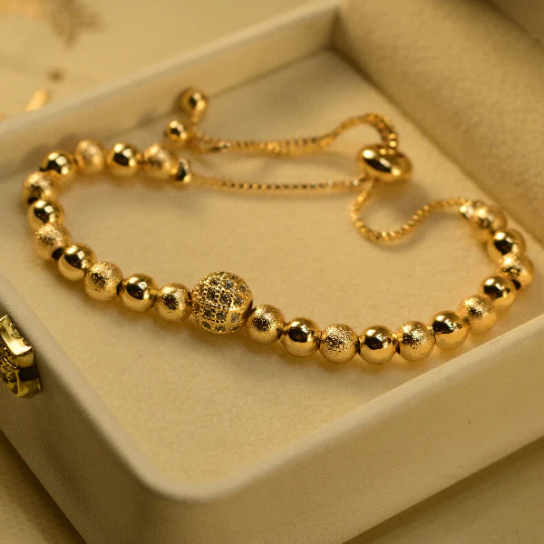 Gold Beaded Adjustable Bracelet | Elegant Women&