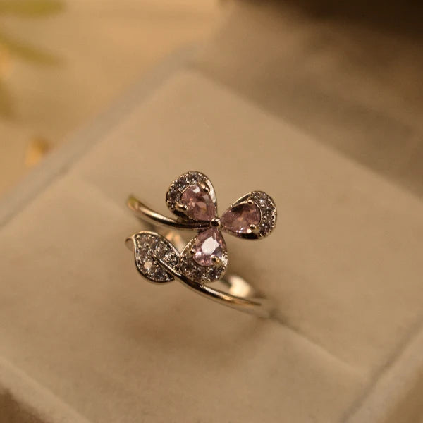 Red Butterfly Flower Ring | Crystal Ring for Women