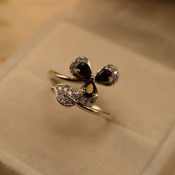 Red Butterfly Flower Ring | Crystal Ring for Women