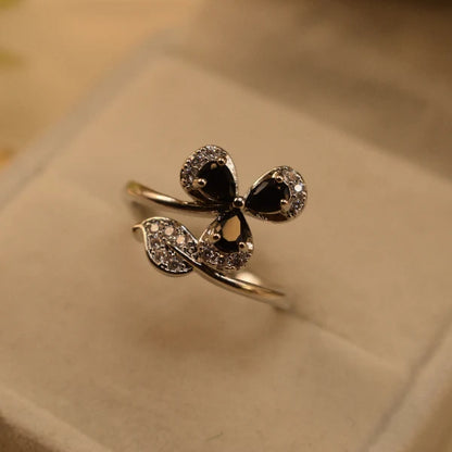 Red Butterfly Flower Ring | Crystal Ring for Women