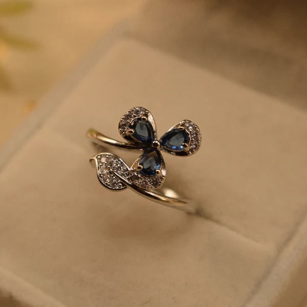 Red Butterfly Flower Ring | Crystal Ring for Women