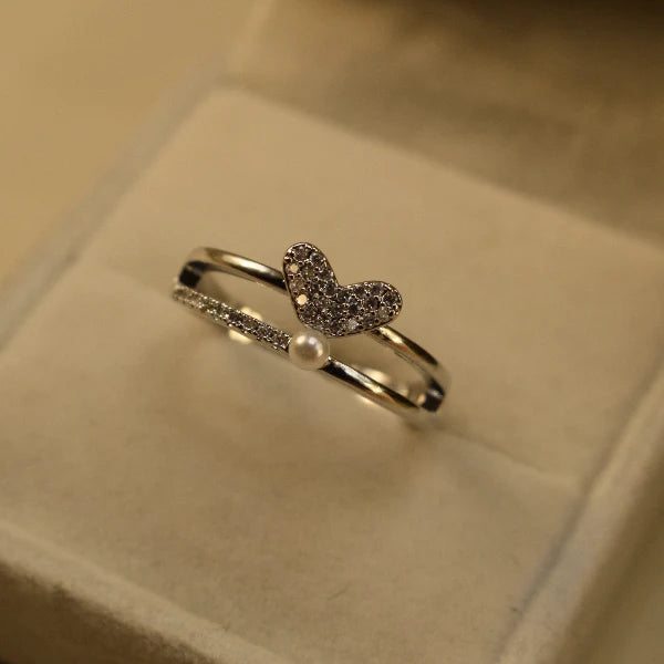 Butterfly Heart Ring | Elegant Pearl Ring for Women