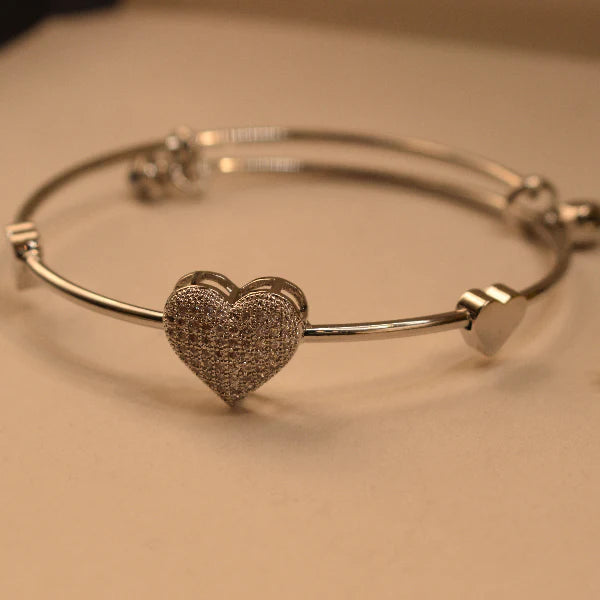 Crystal Heart Bangle Bracelet | Elegant Women&