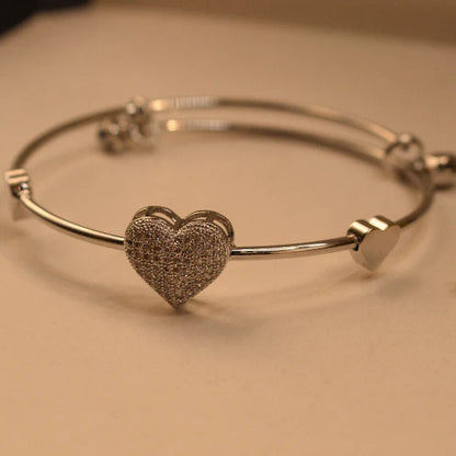 Crystal Heart Bangle Bracelet | Elegant Women&