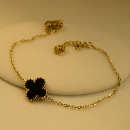 Black Clover Bracelet | Elegant Gold-Tone Bracelet for Women