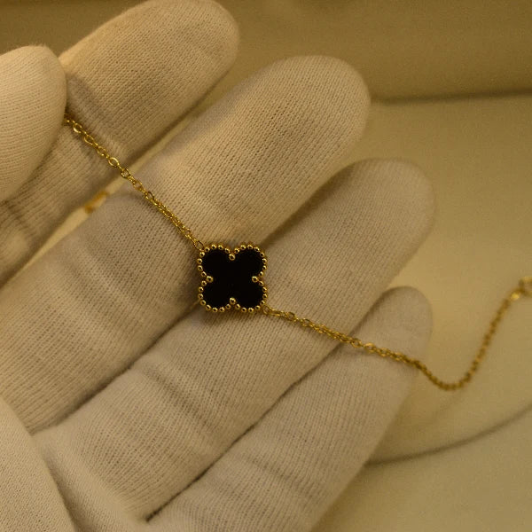 Black Clover Bracelet | Elegant Gold-Tone Bracelet for Women